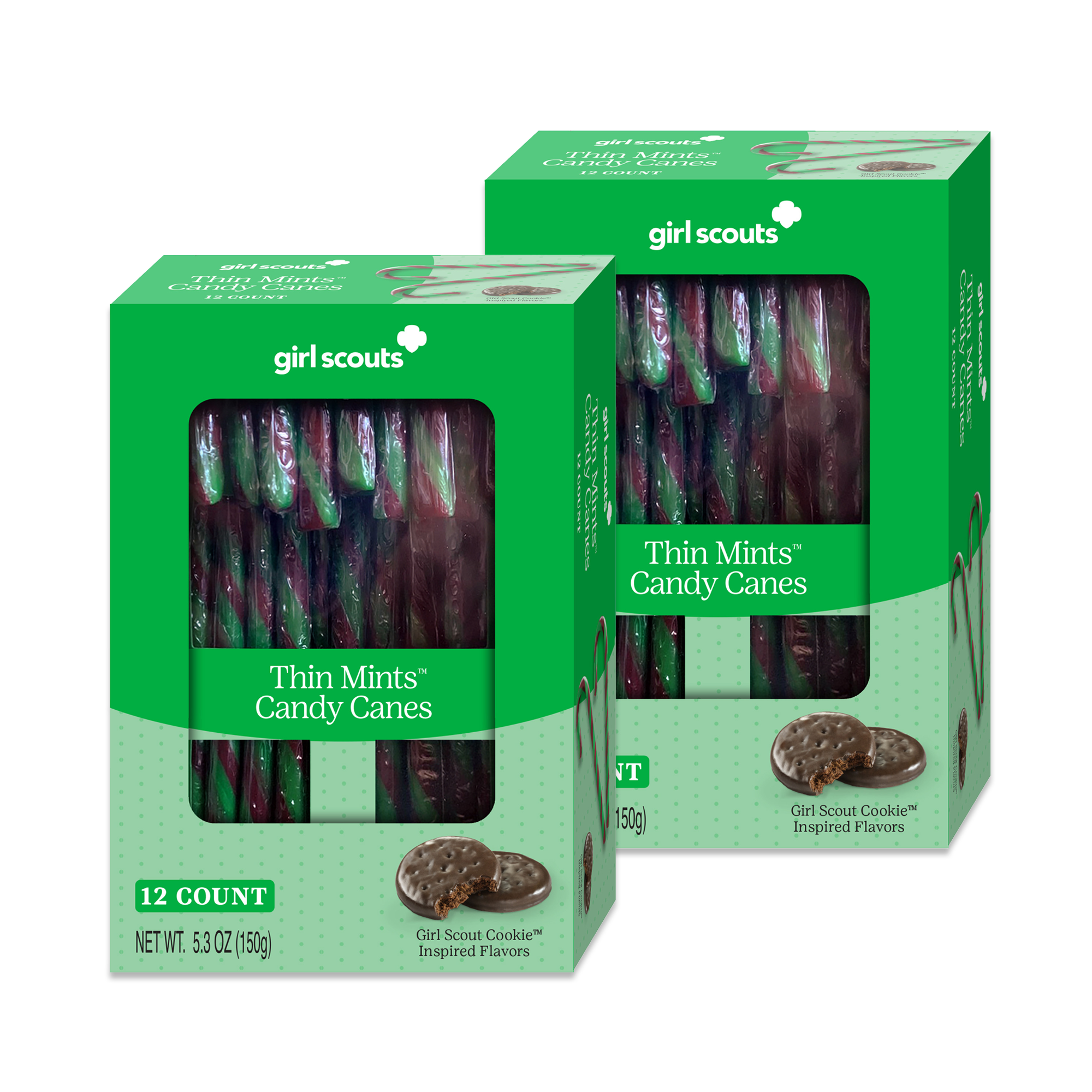 Girl Scout Thin Mints Candy Canes 2 Pack 24 Candy Canes Total Weird Inspired Candy 4248