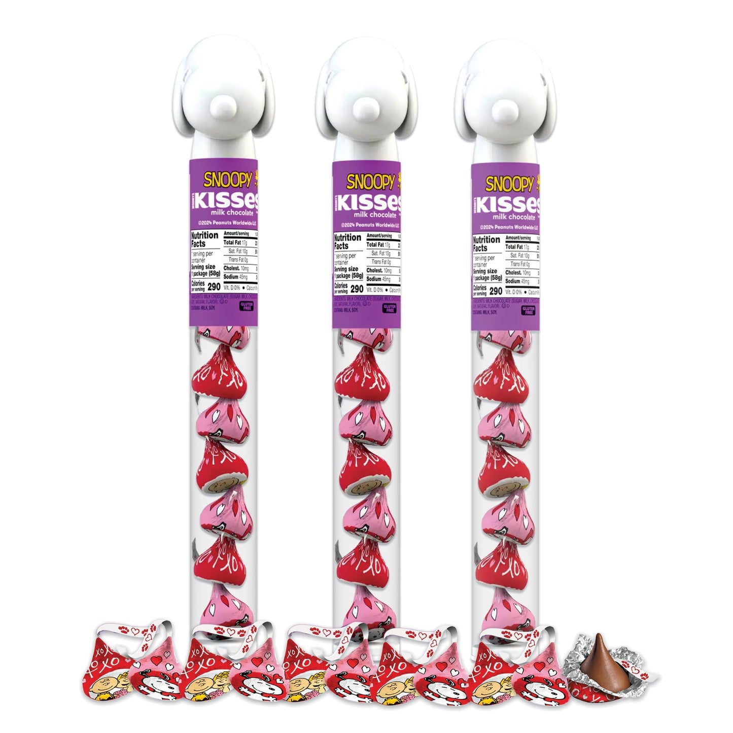 Valentines Day Candy Chocolate Drops Candy Tubes Pack of 3. Milk Chocolate Candy Drops, Holiday Chocolate Drops Candy Bulk.