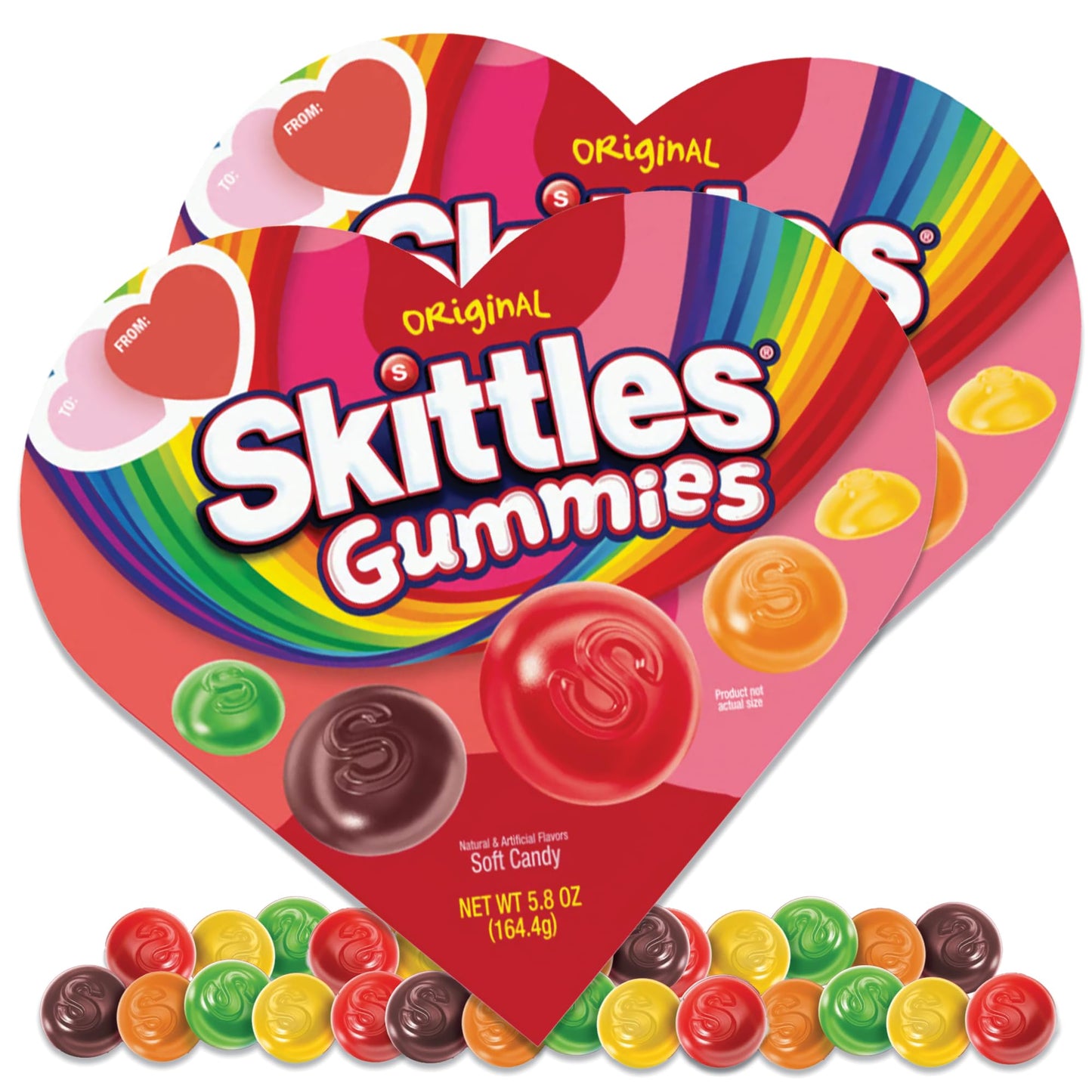 Valentine's Day Candy Hearts 2 Pack of Gummy Candy. Heart Shaped Candy Box, Valentines Day Gift Box Kids Gummy Candy Pieces 5.8oz.