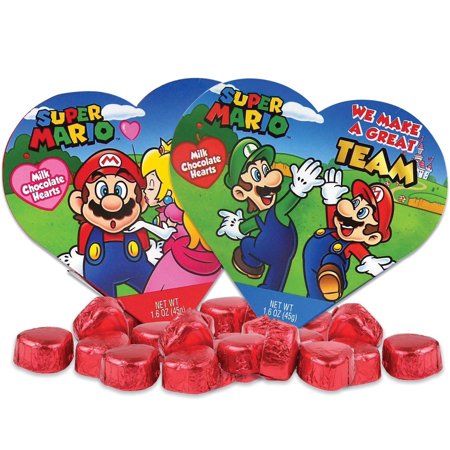 Valentine's Day Super Mario Tins With Chocolate Hearts Pack of 2. Valentines Day Chocolate Gift Box Kids Chocolate