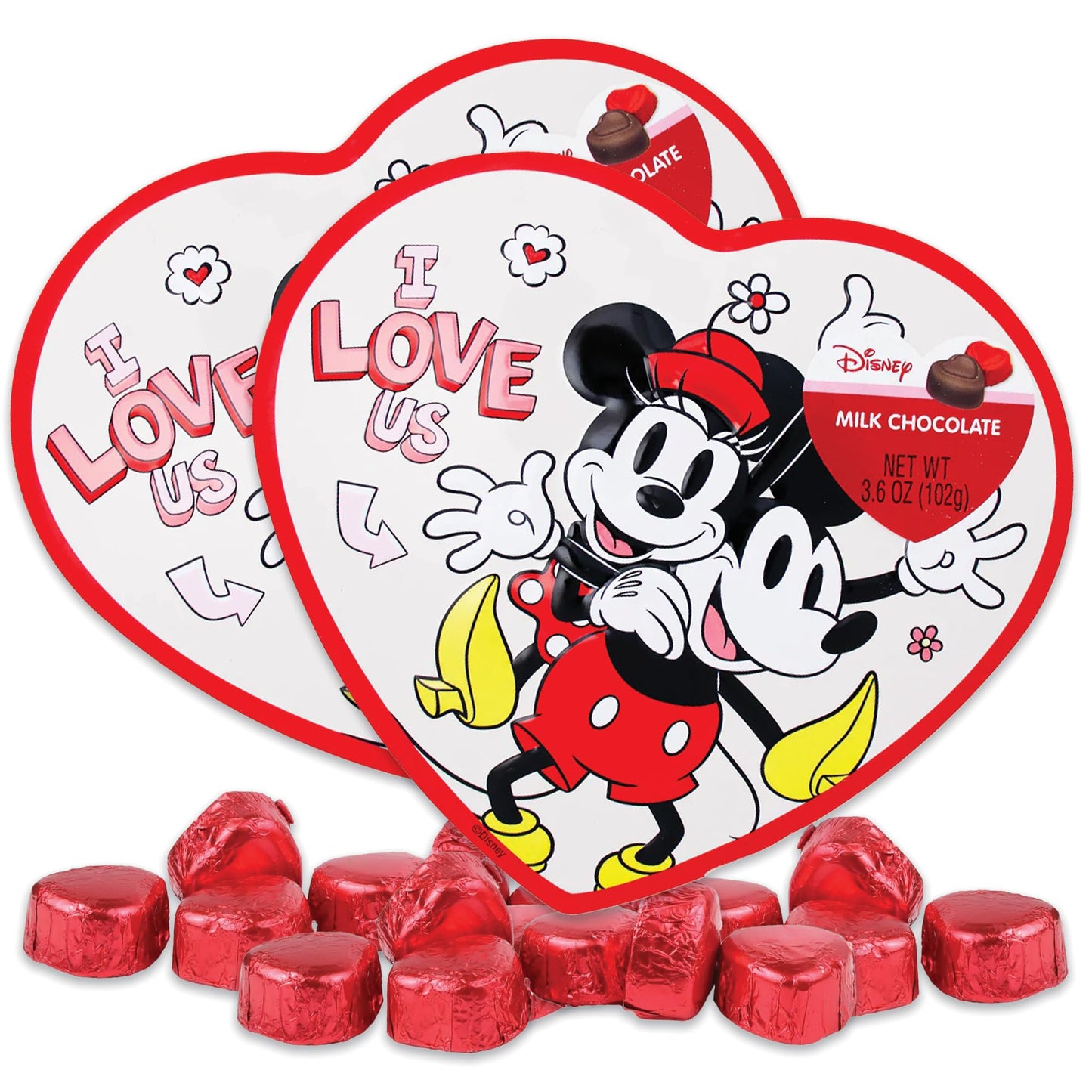 Disney Valentines Gift Mickey Candy and Minnie Mouse Candy Heart Boxes, 2 Pack. Valentines Day Chocolate, Disney Chocolate Gift Box Kids Chocolate