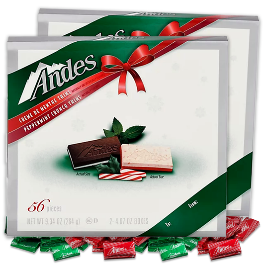 Andes Crème De Menthe Thins and Peppermint Crunch Thins 9.34 oz. Gift Box Tray Pack of 2