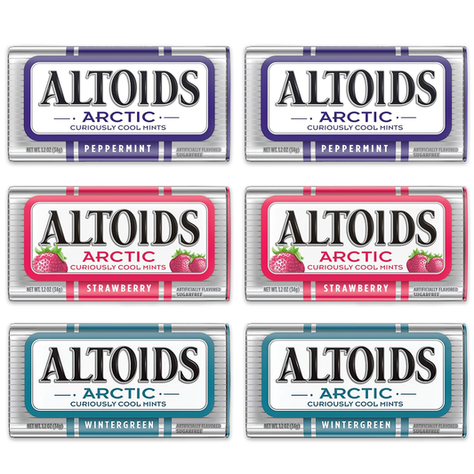 Altoids Arctic Variety 6 Pack- 2 Each of 3 Flavors- Arctic Altoids Peppermint, Arctic Altoids Wintergreen Mints, Arctic Altoids Strawberry.