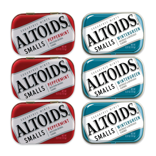 Altoids Mints Smalls Variety 6 Pack- 3 Mini Altoids Tin Each in Two Flavors- Altoids Wintergreen and Altoids Peppermint. Breath Mints Bulk, Mint Candy, Mint Tin, Bulk Mints, Candy Mints