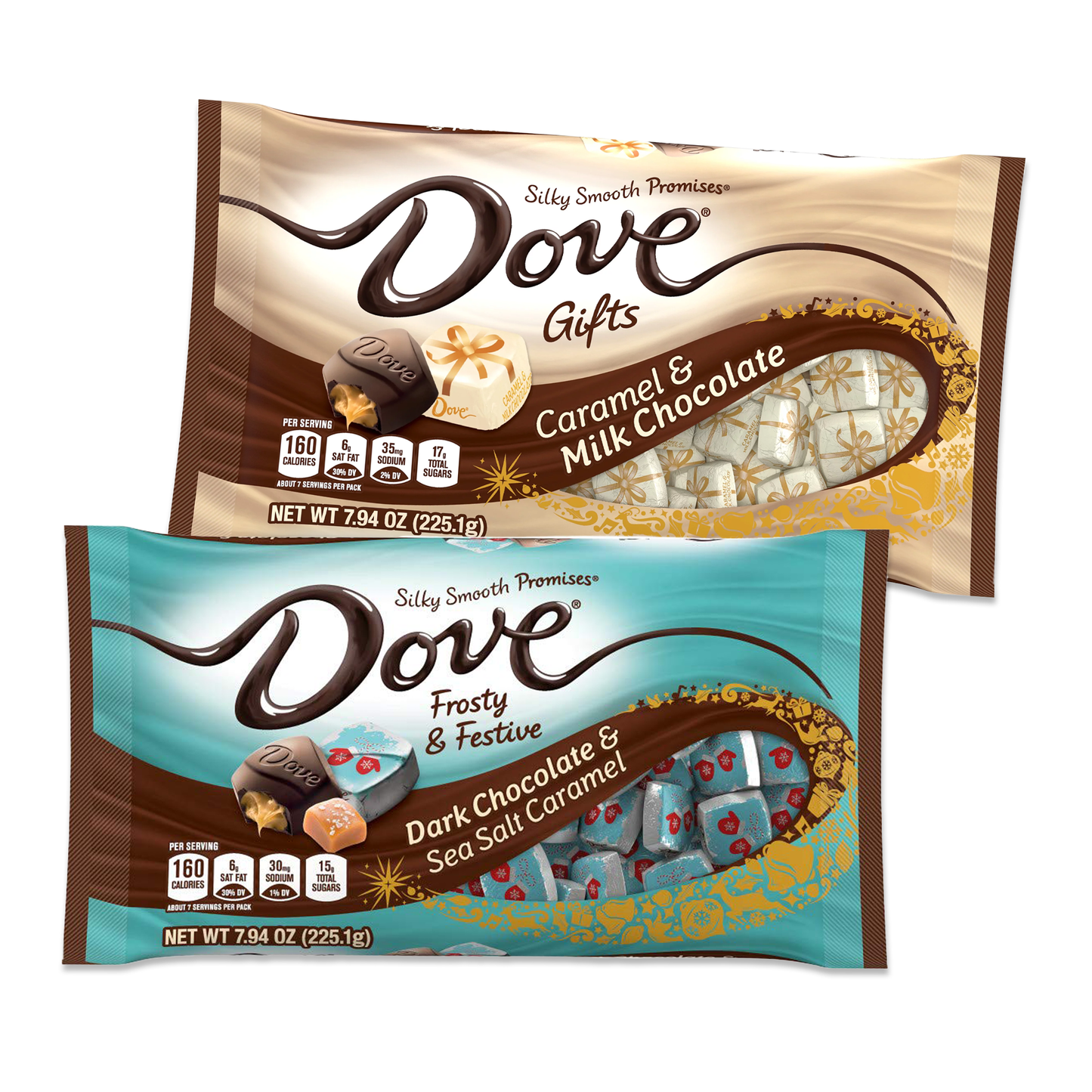 Dove Christmas Promises Milk Chocolate Caramel and Dark Chocolate Caramel Variety Pack of 2