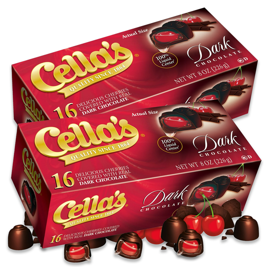 Cella's Dark Chocolate Covered Cherries 16ct Pack of 2 (32 cherries Total). Chocolate Covered Cherries, Cella Dark Chocolate Cherries, Cherry Chocolate, Dark Chocolate Cherry Cordials