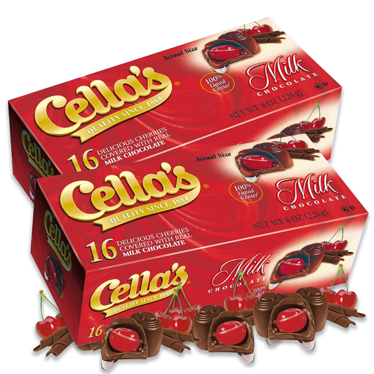 Cella's Milk Chocolate Covered Cherries 16 Count Pack of 2 (32 Cherries Total). Chocolate Covered Cherries, Chocolate Cherry Cordials, Cella, Cherry Chocolate Candy