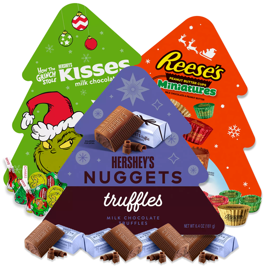 Holiday Gift Box 6.5oz Variety Pack of Reese's, Grinch Kisses, and Nuggets Pack of 3