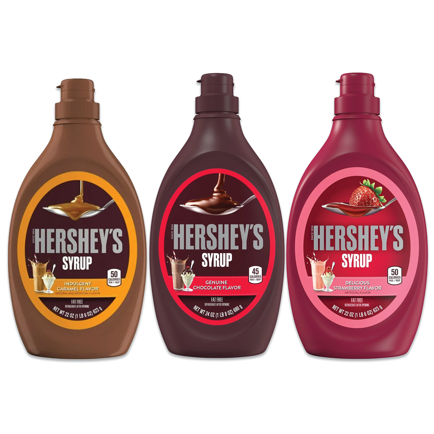 Hersheys Syrup Variety Pack Bundle of 3 Flavors- Chocolate, Caramel and Strawberry