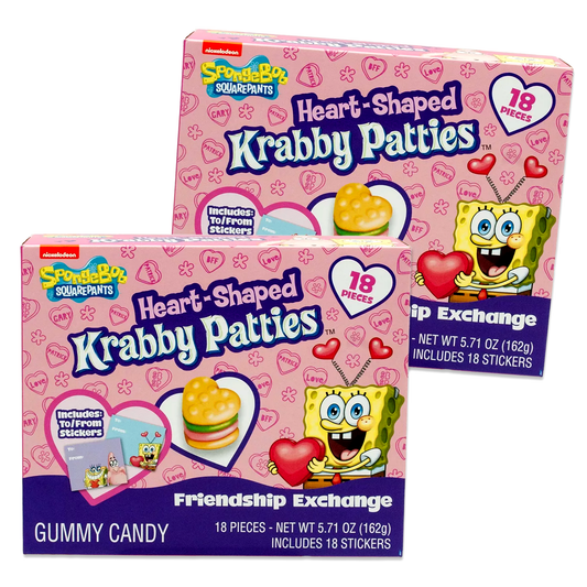 Heart Shaped Spongebob Candy Krabby Patty Gummies, 36 Count. Valentines Candy for Kids 18 Count, 2 Pack. Spongebob Gummy Krabby Patties, Krabby Patty Candy, Spongebob Krabby Patty Gummies