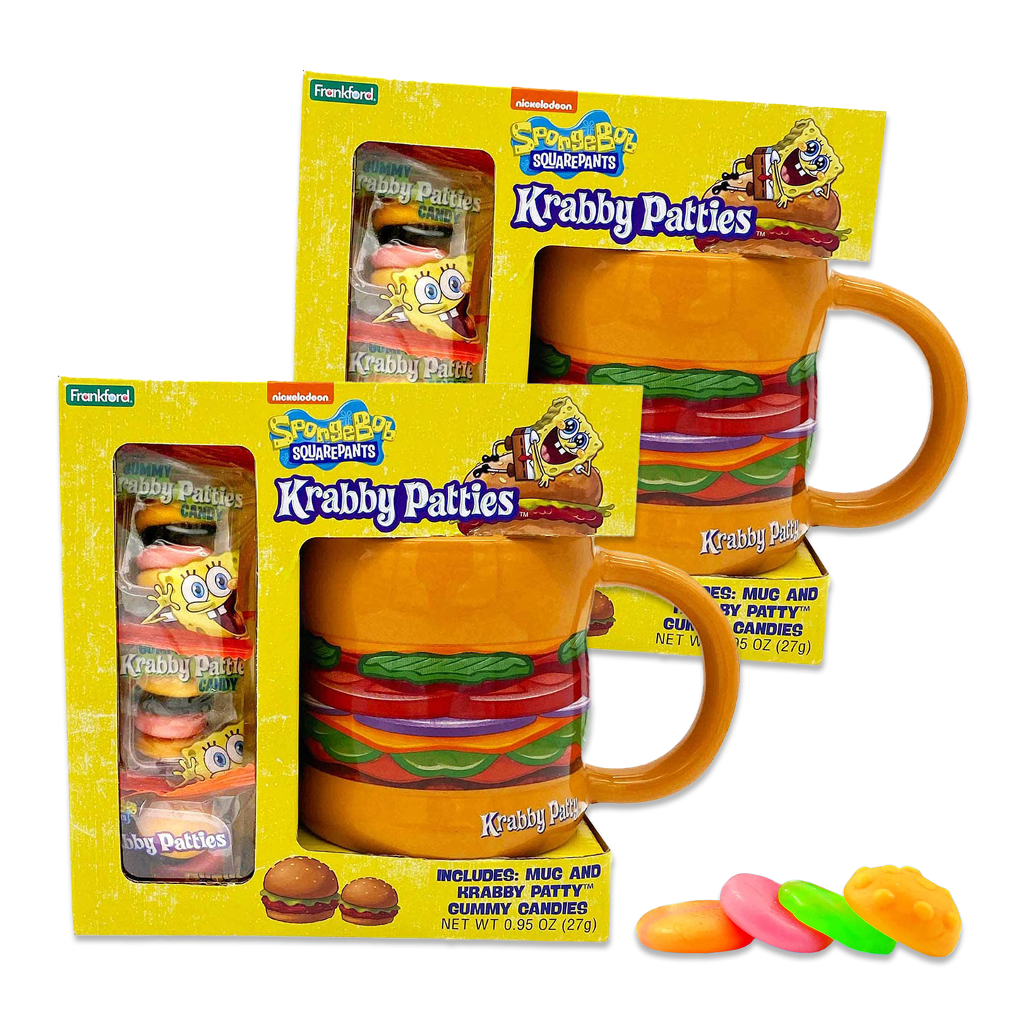 Krabby Patty Gummies and Mug Gift Set, Pack of 2, Spongebob Candy, Gummy Christmas Krabby Patties Candy, Krusty Krab, Krabby Patty Gummies Bulk, Crabby Patties, Spongebob Gummy Krabby Patties