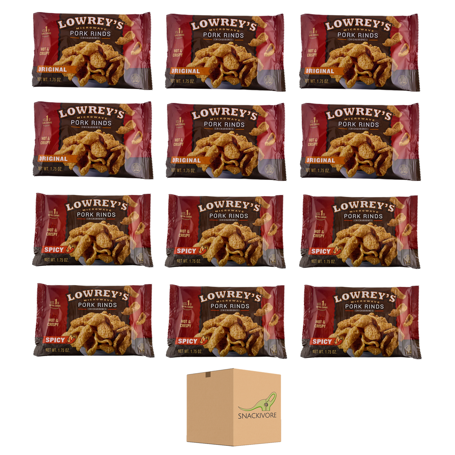 Lowreys Bacon Curls 2 Flavors Pack of 12