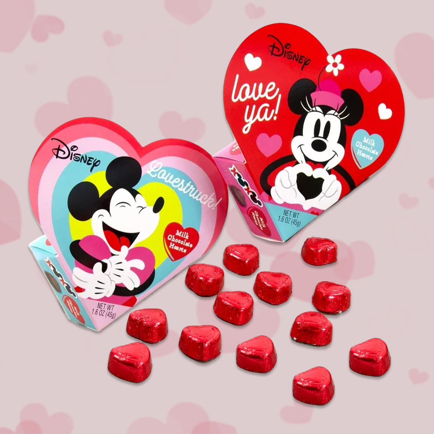 Disney Valentines Gift Mickey Candy and Minnie Mouse Candy Heart Boxes, 2 Pack. Valentines Day Chocolate, Disney Chocolate Gift Box Kids Chocolate