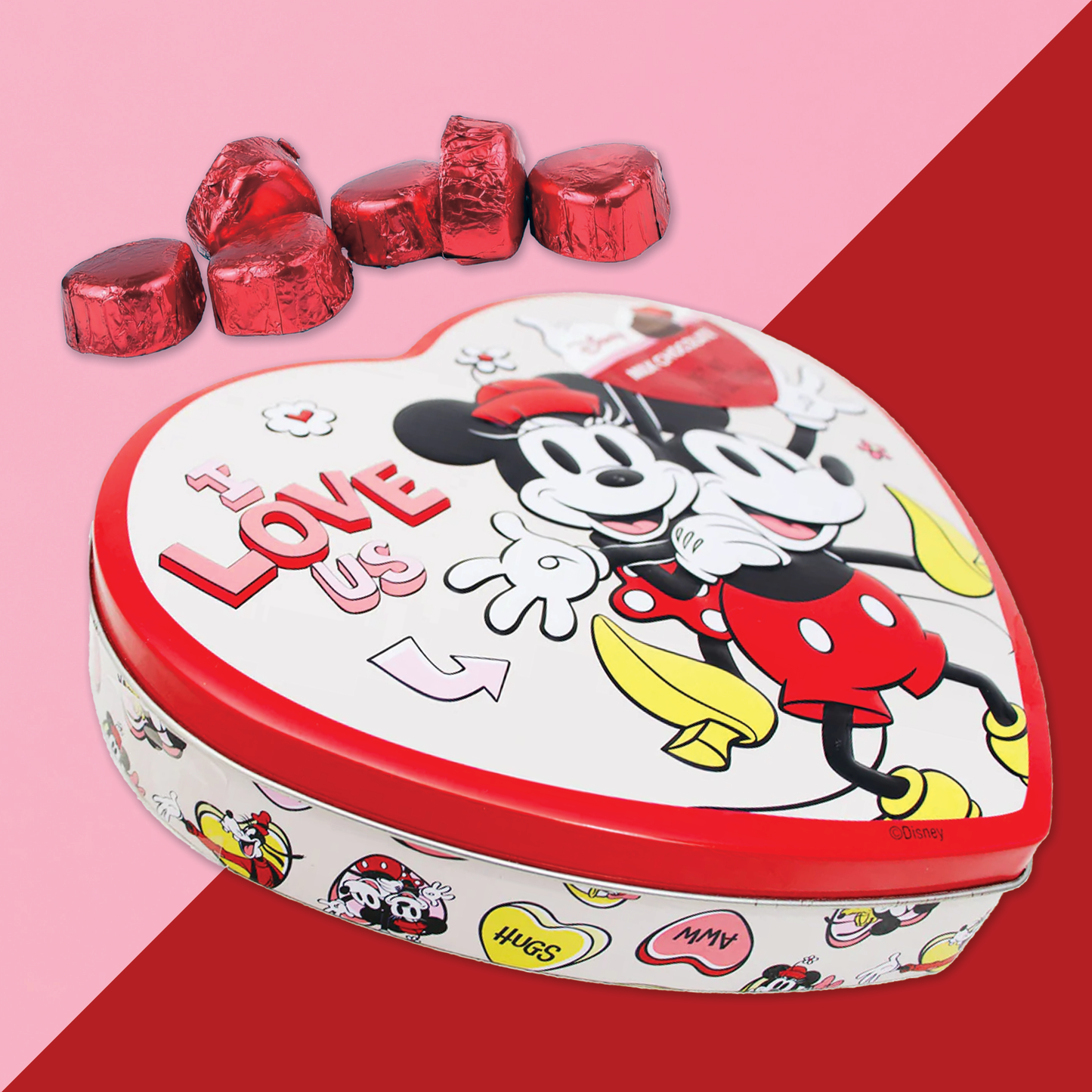 Disney Valentines Gift Mickey Candy and Minnie Mouse Candy Heart Boxes, 2 Pack. Valentines Day Chocolate, Disney Chocolate Gift Box Kids Chocolate