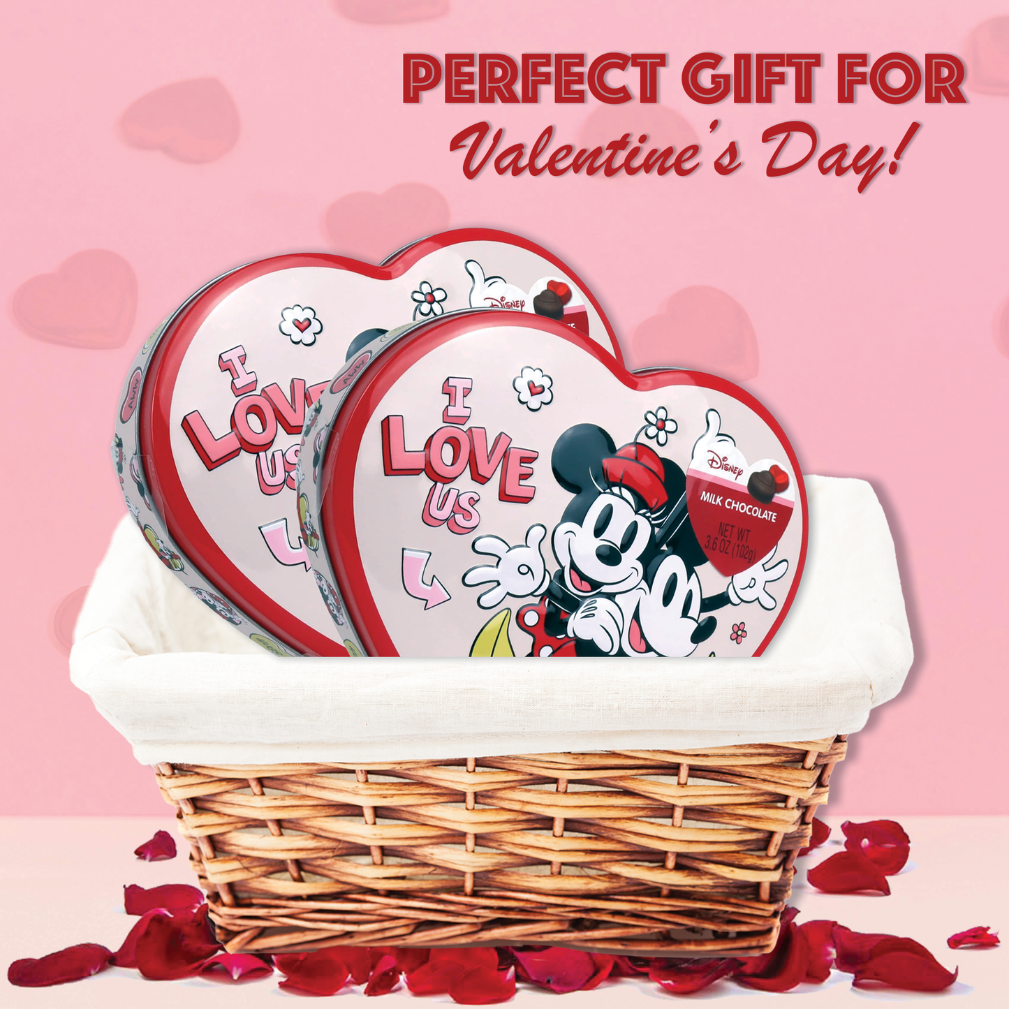 Disney Valentines Gift Mickey Candy and Minnie Mouse Candy Heart Boxes, 2 Pack. Valentines Day Chocolate, Disney Chocolate Gift Box Kids Chocolate