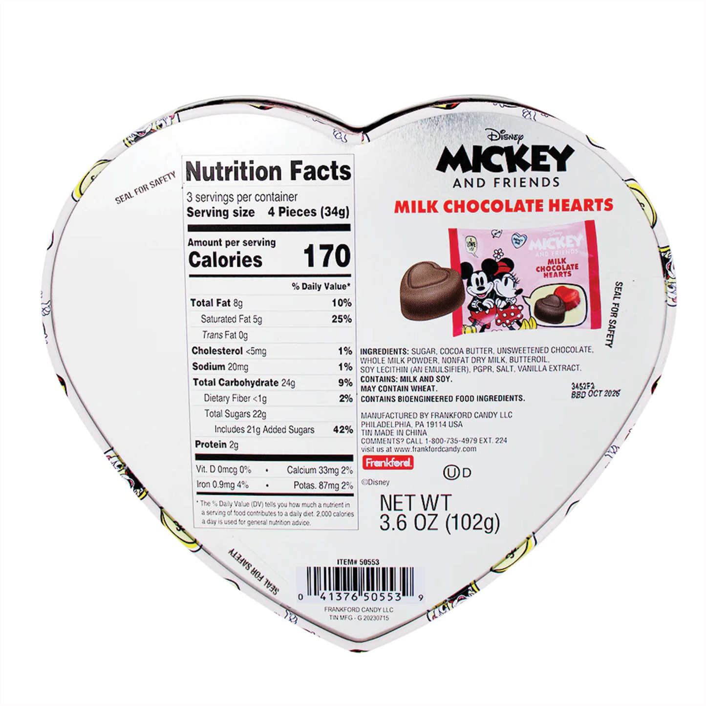 Disney Valentines Gift Mickey Candy and Minnie Mouse Candy Heart Boxes, 2 Pack. Valentines Day Chocolate, Disney Chocolate Gift Box Kids Chocolate