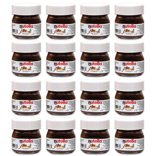 Mini Nutella Jars, 16 Pack of 0.88oz Glass Nutella Mini Jars by Inspired Candy. Single Serve Nutella.