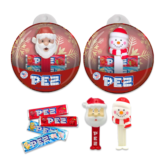 Pez Christmas Ornament 1 Santa and 1 Snowman Pack of 2