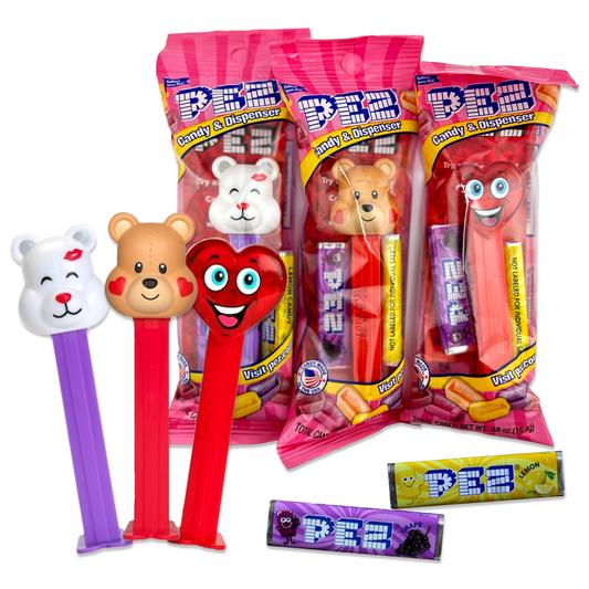 Pez Valentines Day Candy Dispenser 3 Pack. Bulk Candy Valentines Day, Pez Candy for Valentines Day, Assorted Valentine Candy, Pez Refill Rolls