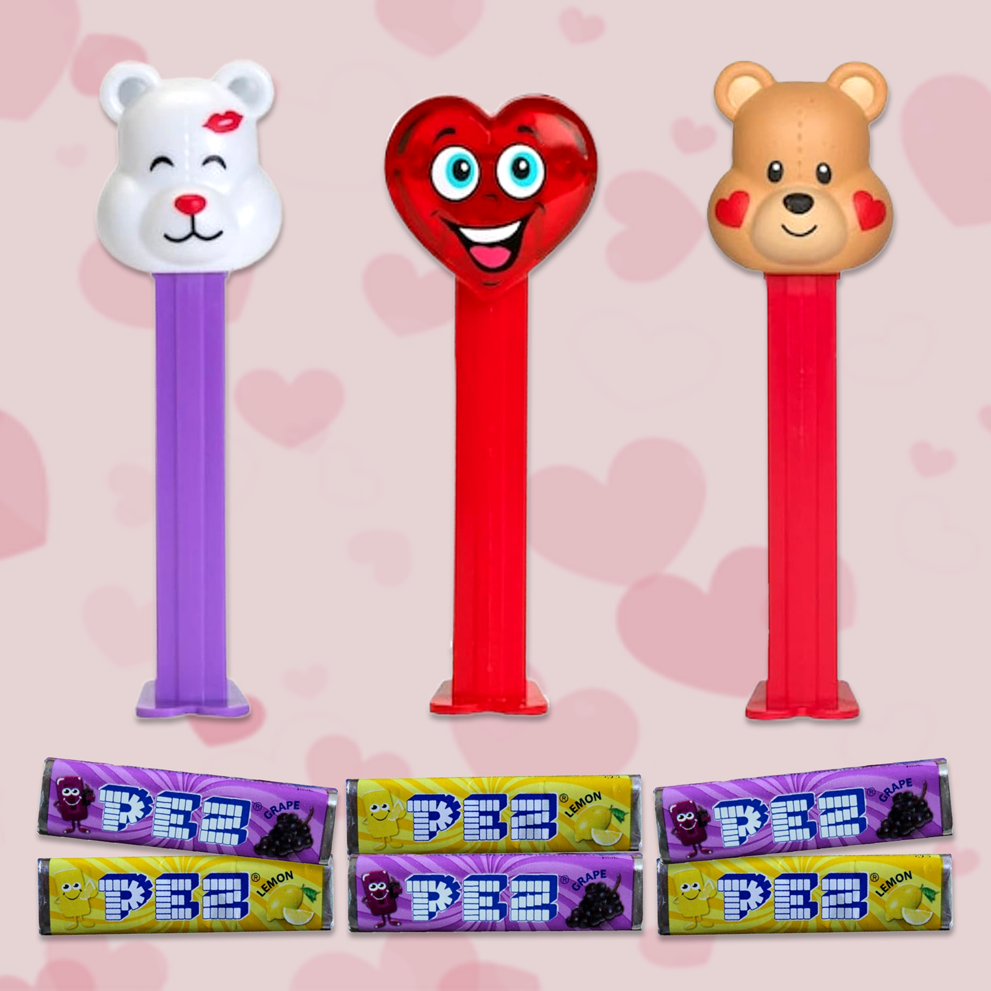 Pez Valentines Day Candy Dispenser 3 Pack. Bulk Candy Valentines Day, Pez Candy for Valentines Day, Assorted Valentine Candy, Pez Refill Rolls