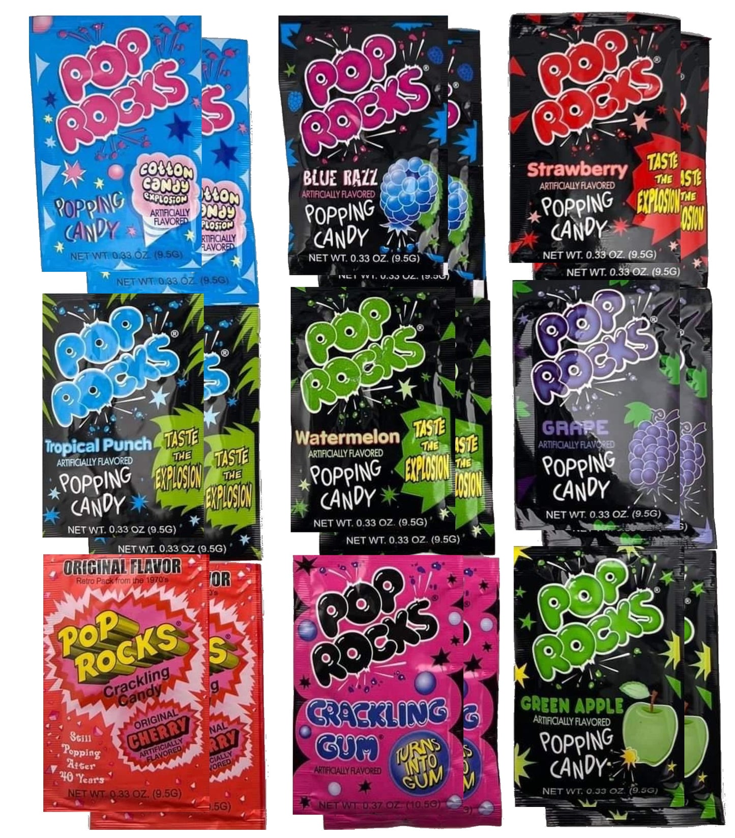 Pop-Rocks Variety 18 Pack- 9 Flavors, 2 of Each Flavor