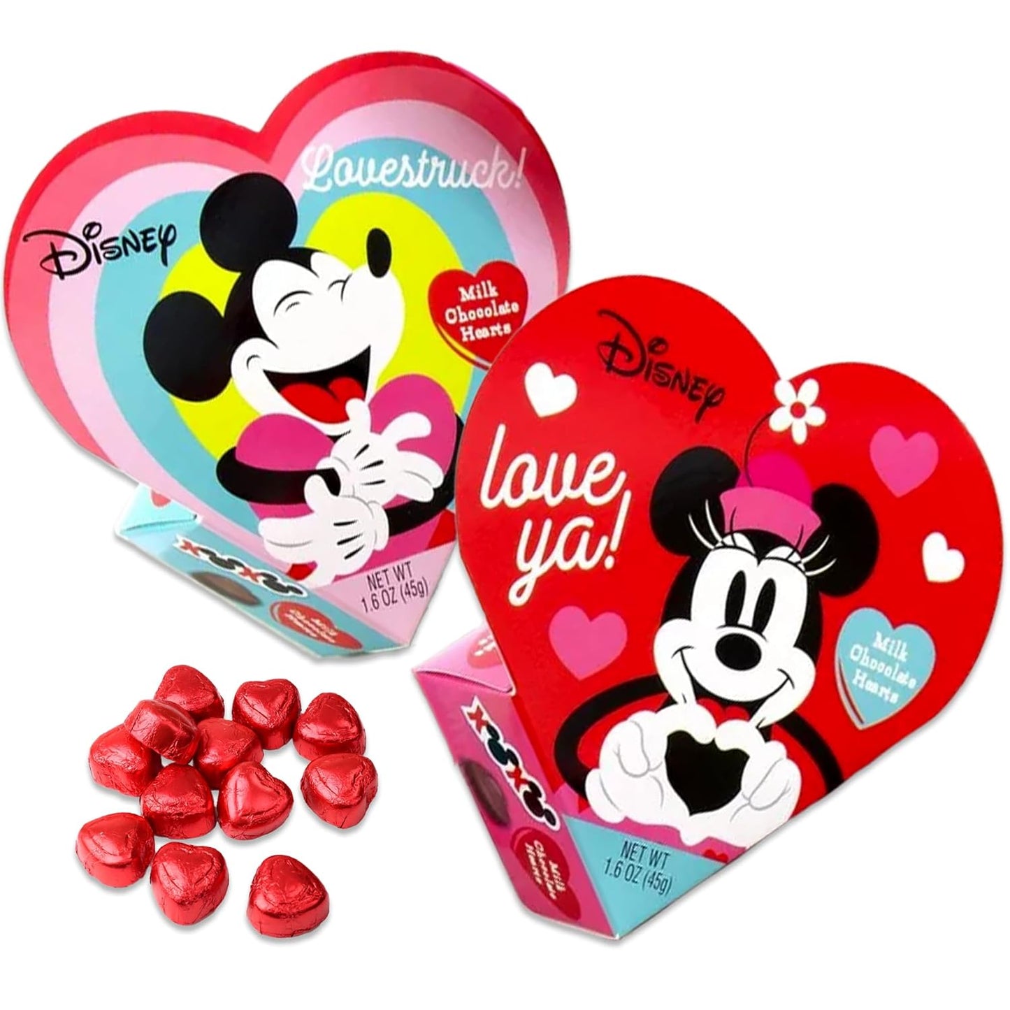 Disney Valentines Gift Mickey Candy and Minnie Mouse Candy Heart Boxes, 2 Pack. Valentines Day Chocolate, Disney Chocolate Gift Box Kids Chocolate