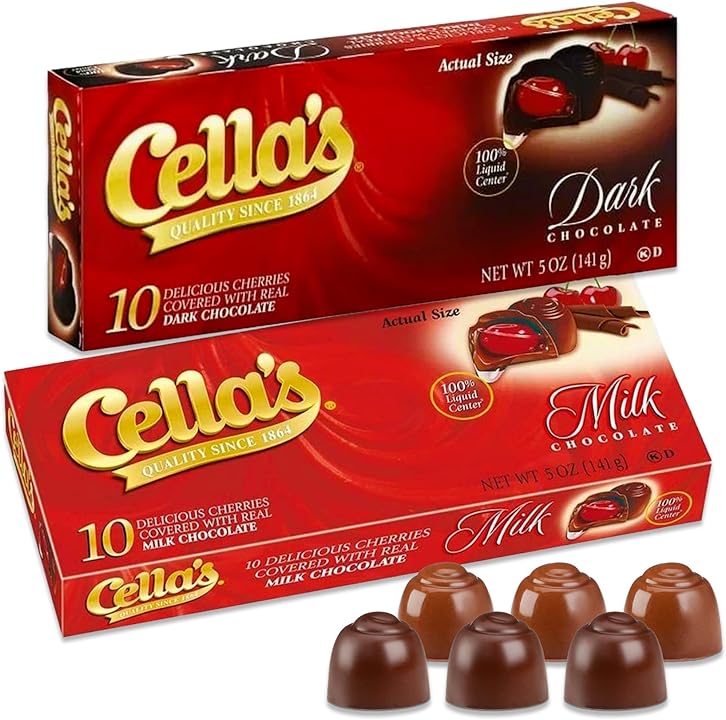 Cella's Milk Chocolate and Dark Chocolate 16ct Variety Pack of 2 (32 cherries Total)