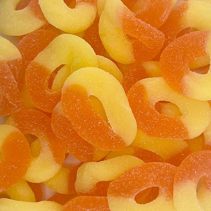 Raindrop Gummy Rings Peach 5lb Bag