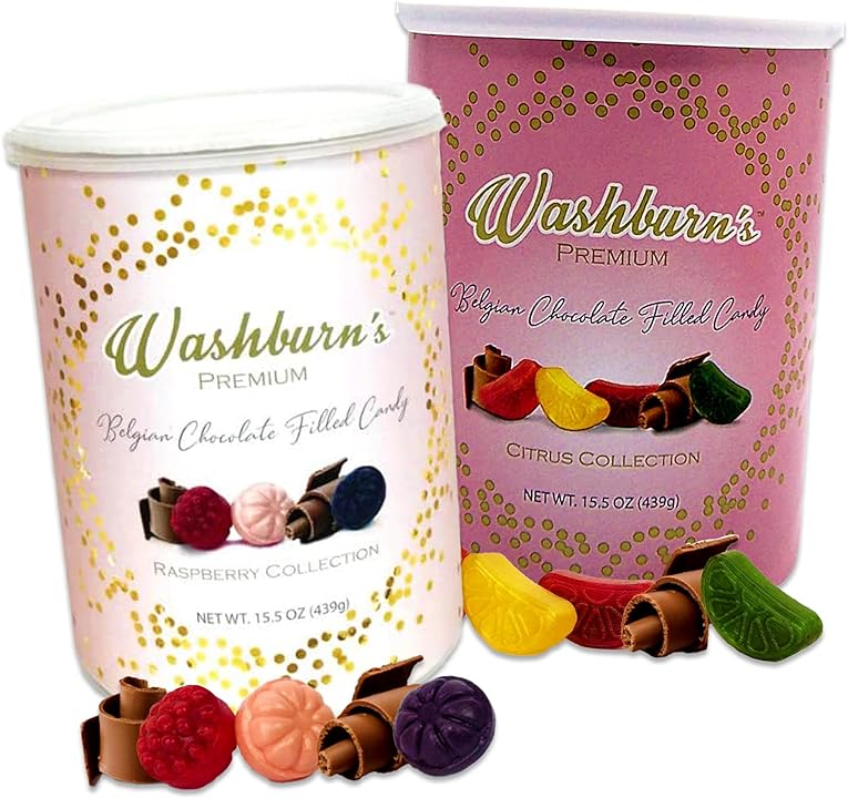 Washburn Premium Chocolate Filled Candy 2 Pack of 15.5oz Canisters. Ra ...