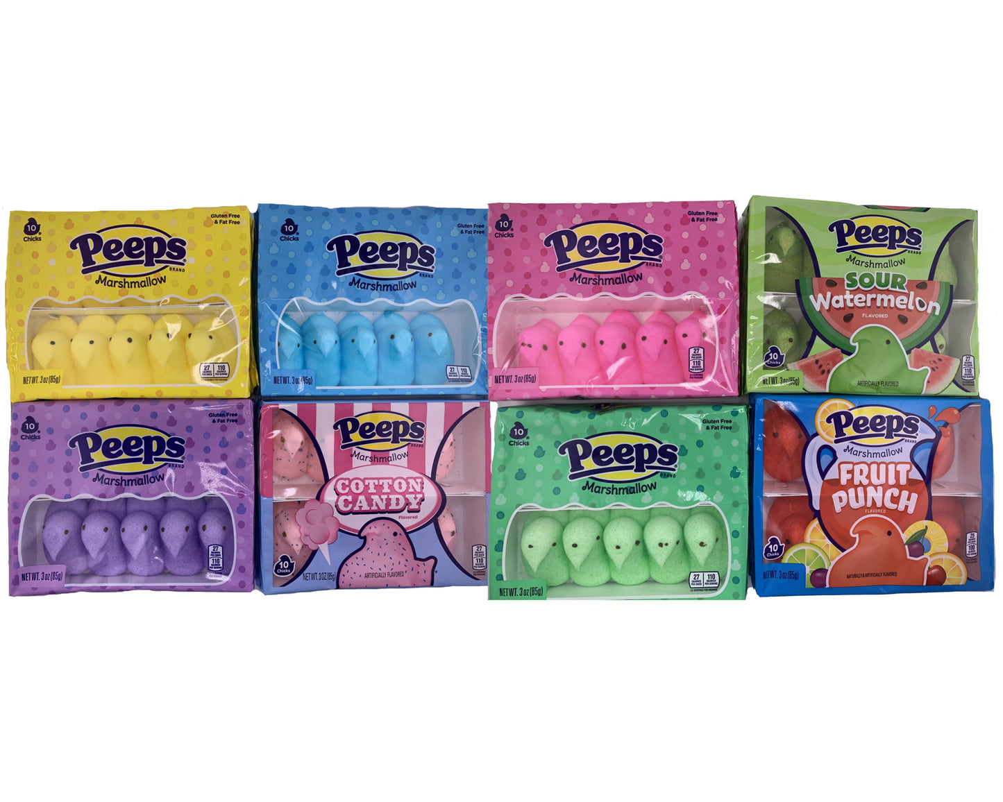 Peeps Marshmallow Candy Easter Candy 8 Flavor Variety Pack Includes 10 Chicks of Each Flavor (80 Chicks Total). Easter Peeps Candy Basket Stuffers by Inspired Candy.